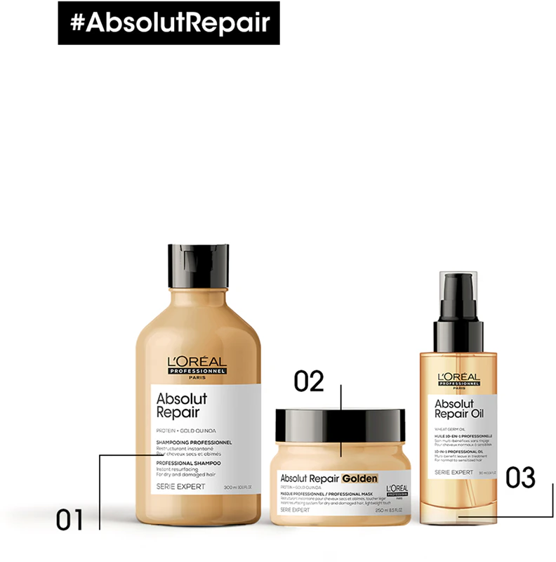 Máscara regeneradora L'Oréal Professionnel Serie Expert Absolut Repair Golden para cabelos secos e danificados