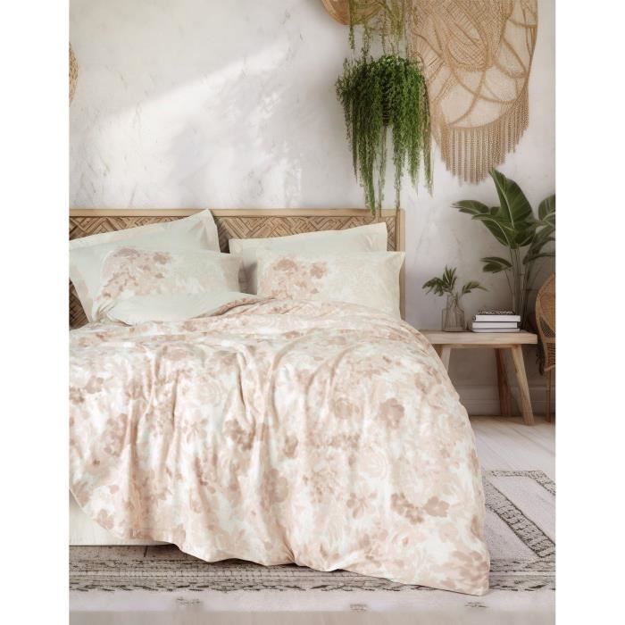Sengesett - 1 dynetrekk 220 x 240 cm + 2 putetrekk 60 x 60 cm - 100 % forsterket bomull - Beige