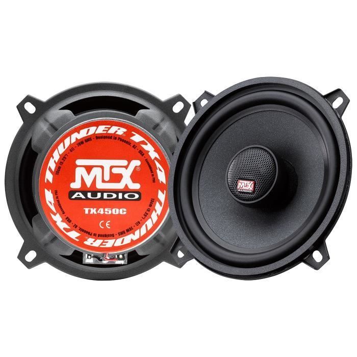 Altavoces coaxiales para coche MTX TX450C de 2 vías, 13 cm, 70 W RMS, con 4 conos de pulpa de celulosa.
