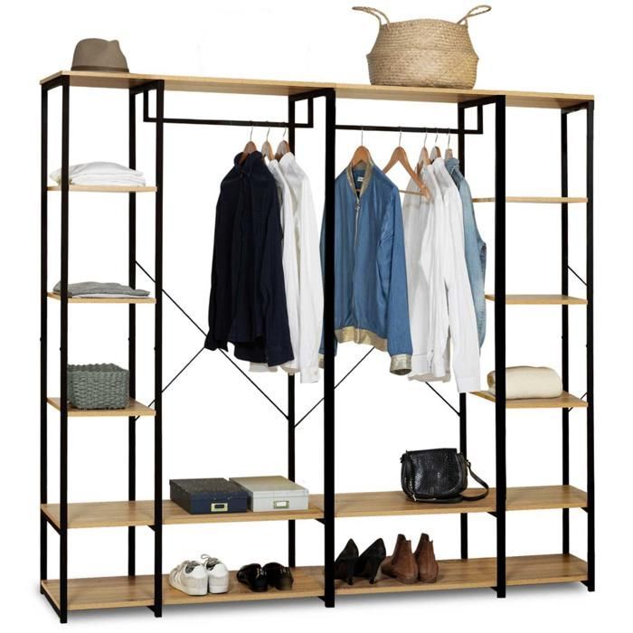 Armadio doppio modulare IDMARKET DETROIT con ripiano, larghezza 180 cm, design industriale