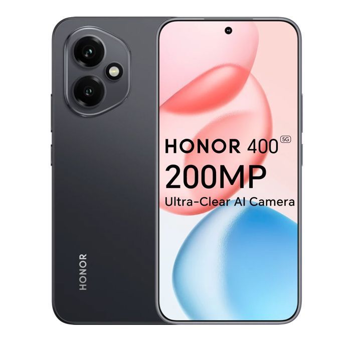 Smartphone 5G - HONOR 400 - 8 GB de RAM - 256 GB - Negro - Cámara Ultra HD de 200 MP con IA - Batería de 5300 mAh - Versión UE