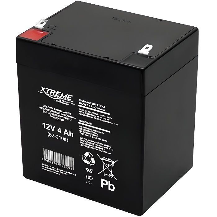 Batteria al gel Xtreme da 12V 4Ah per motociclette, quad, giocattoli, barche, roulotte e box da carico.