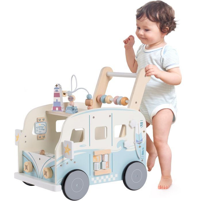 Girello per bambini - ROBOTIME ROBUD Trattore in legno per bambini - Autobus delle vacanze