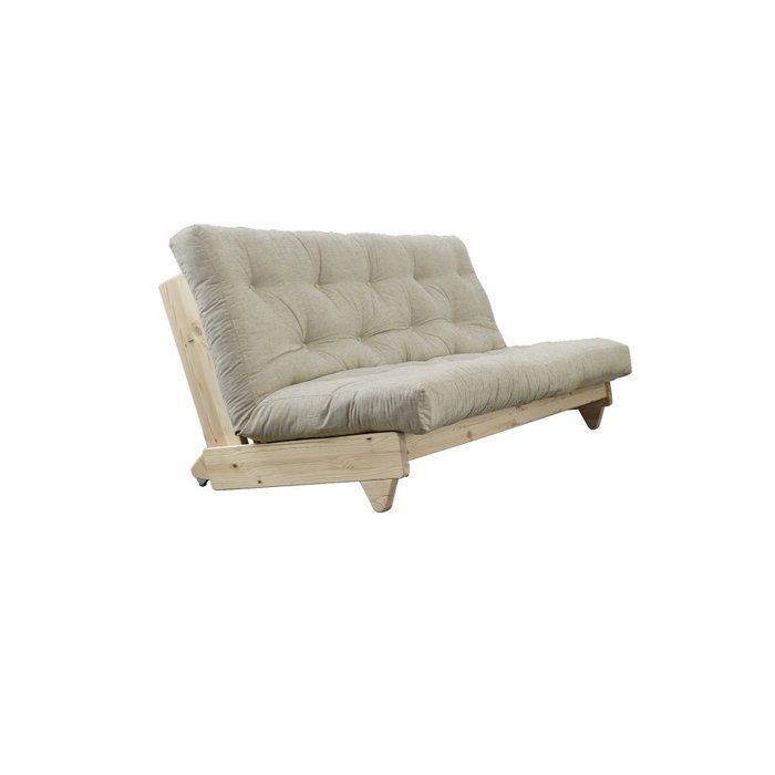 Sofá-cama conversível FRESH em pinho com tecido de linho, área de dormir 140x200 cm.