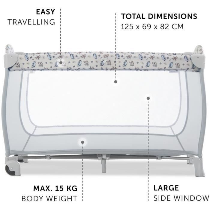 Lit de voyage - HAUCK - SLEEP N PLAY GO PLUS - 60 x 120 cm - Dès la naissance - Pliable - Roulettes - Pooh Exploring