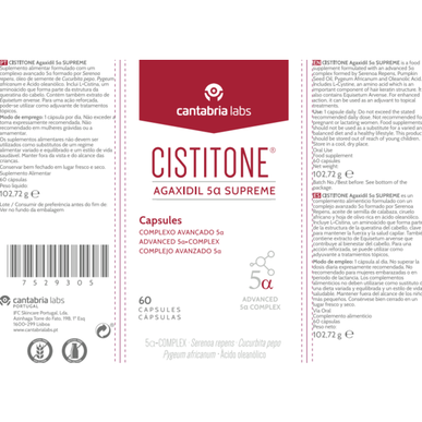 Cistitone Agaxidil 5 Supreme kapsler Kapsler for androgenetisk alopecia 60 kapsler 60 kapsler