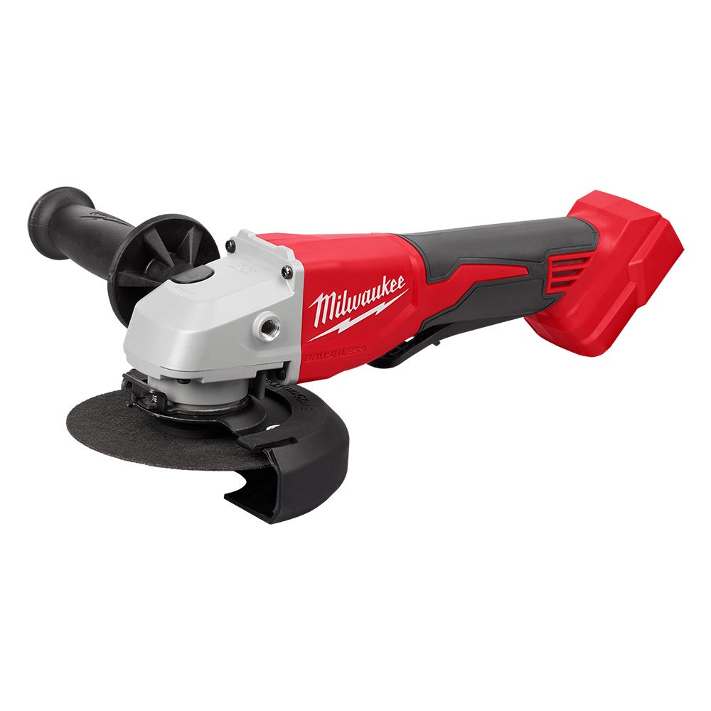 Milwaukee 18V børsteløs vinkelsliper 2 x 4,0 Ah 125 mm (5 tommer) med sikkerhetsbrytersett M18BLSAG125XPD402C
