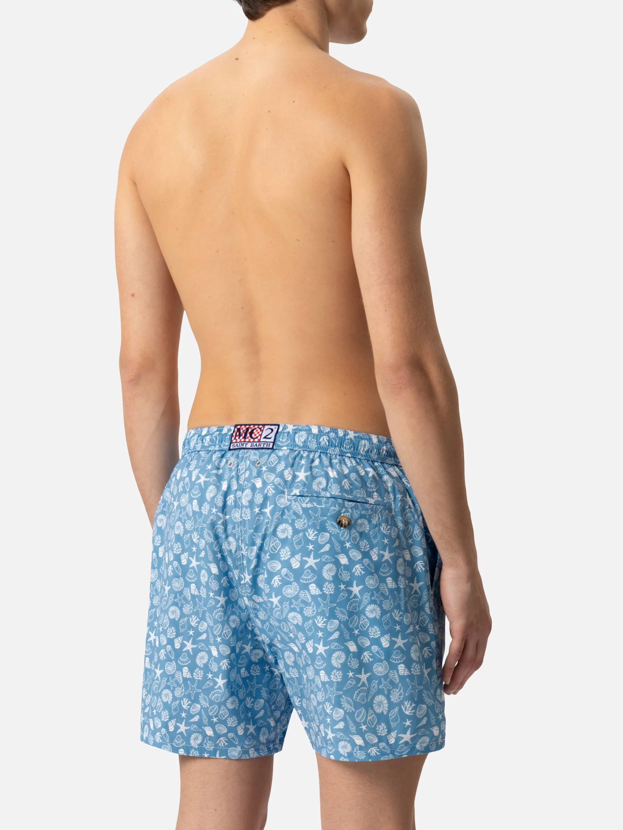 Comfortabel lichtgewicht badpak met tropische schelpenprint