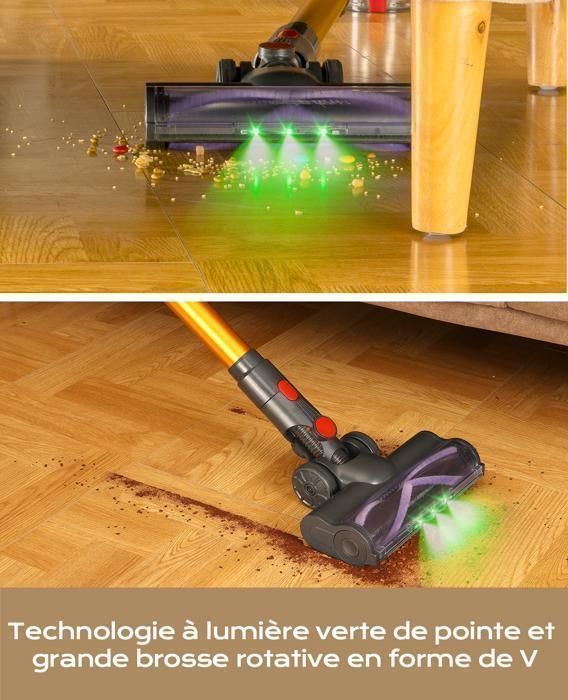 VACTechPro Aspirateur Balai sans Fil,35kPa Aspirateur sans Fil, 6-en-1, 35 Minutes d'Autonomie avec Batterie Amovible