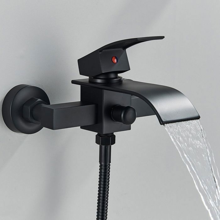 Rubinetto per bagno, rubinetto per vasca con doccia, kit rubinetto doccia nero con doccetta, rubinetto a parete