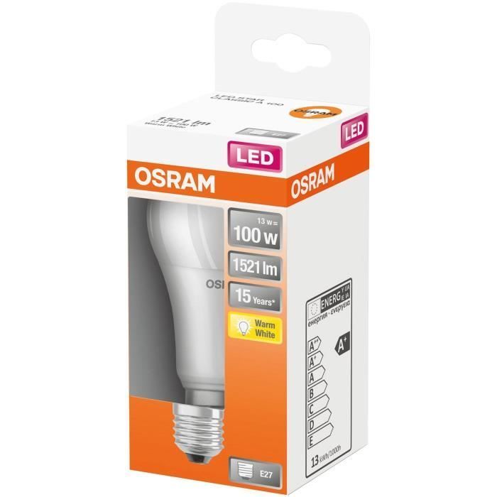 OSRAM Standard Frosted LED Bulb with Heat Sink 13W=100 E27 Warm White