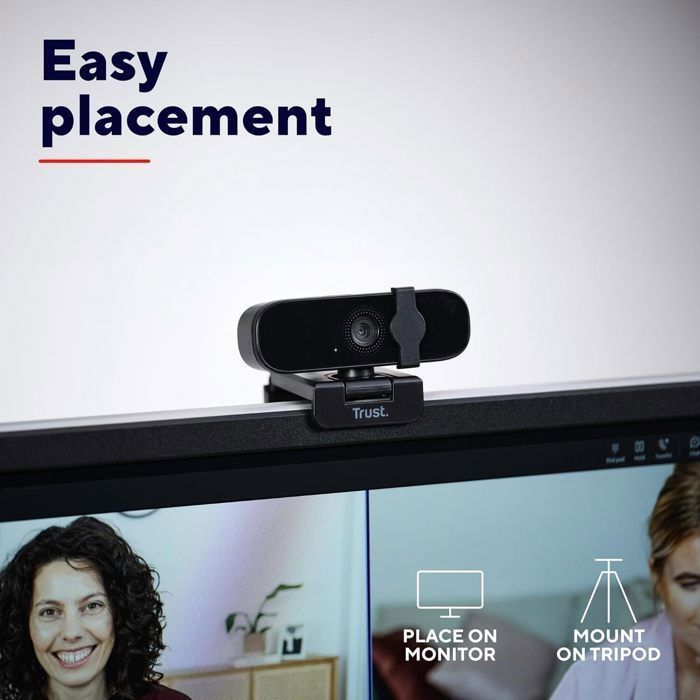 Cámara web USB - TRUST - Tanor - Full HD 1080p - Micrófono integrado - Obturador de privacidad - PC/Mac