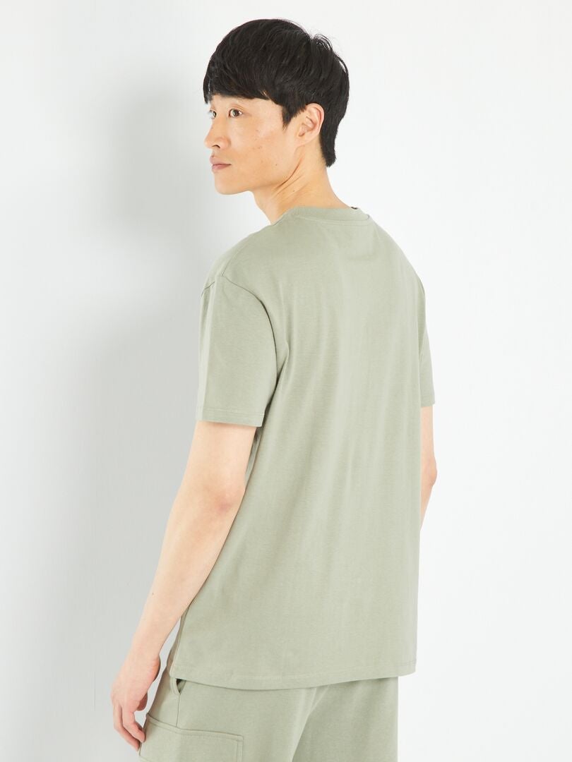 Ruimvallend jersey T-shirt met zakje - grijs