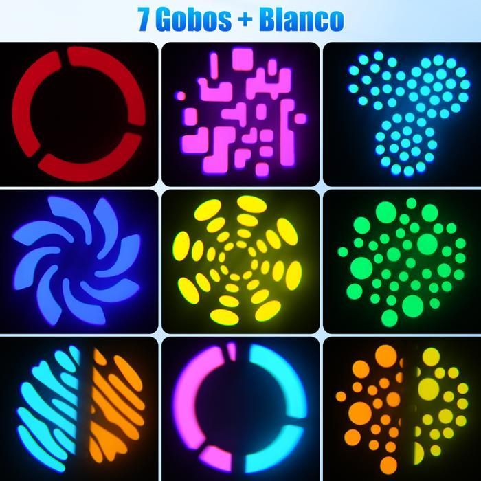U'king Lighting Effects - Testa mobile a LED RGBW da 120W con effetto gobo e fascio luminoso - Per DJ, feste e discoteche - Nero, confezione da 4