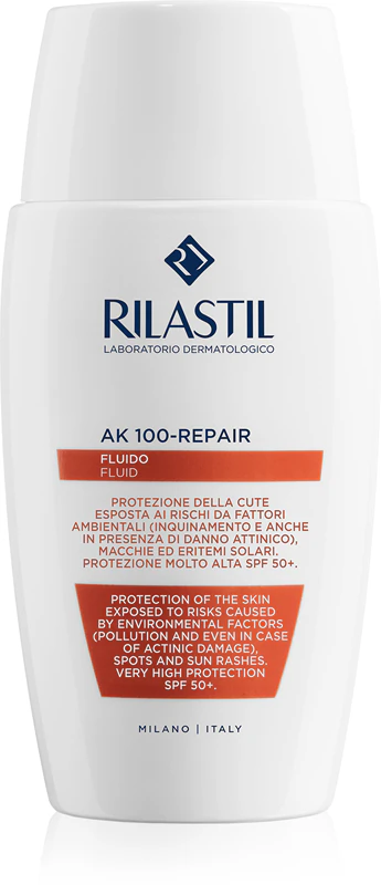Rilastil AK 100 - Fluido protetor reparador para pele sensível com tendência a manchas.