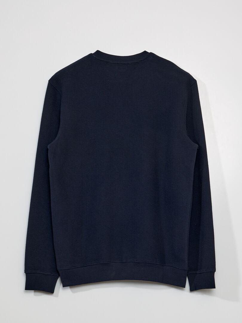 Sweatshirt met ronde hals in gestreepte stof - BLAUW