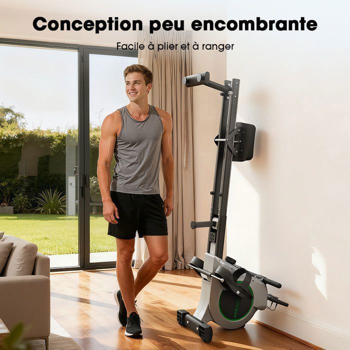 Rameur Magnétique d'appartement - KZYNTH - KR-R1 - Pliable - Écran LED Multifonction - 16 Niveaux de résistance
