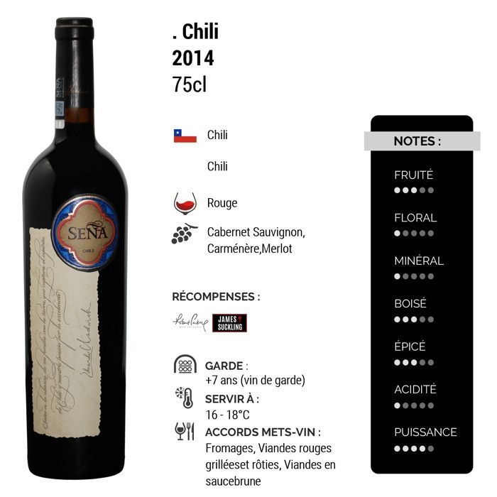 Domaine Sena Chile Vina Sena 2014 - Red Wine from Chile (3x75cl)