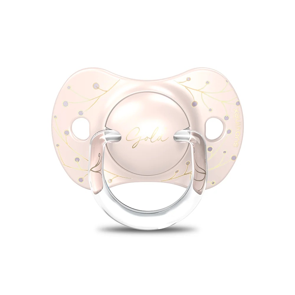 Chupeta de silicone Suavinex Gold rosa para bebês de 0 a 6 meses