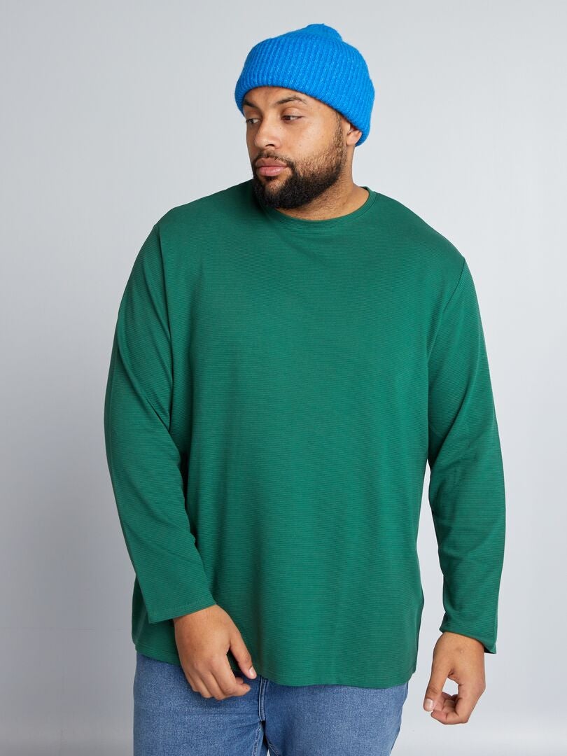 Geribbeld jersey T-shirt - Groen