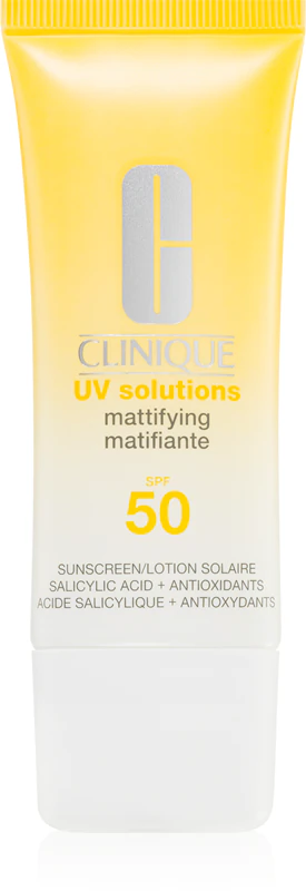 Protetor solar facial Clinique Sun UV Solutions FPS 50 com efeito matificante.
