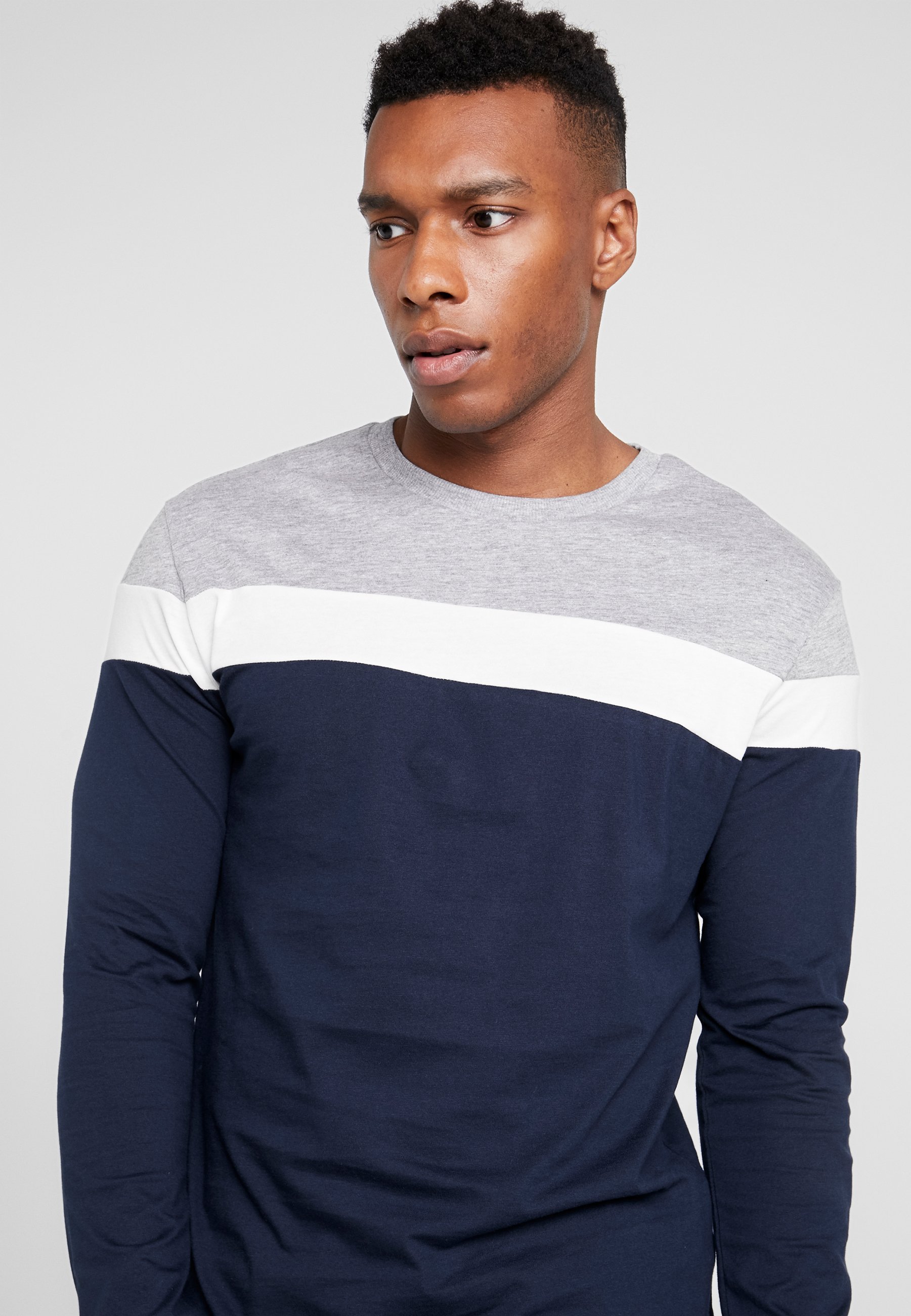 Pier One top met lange mouwen - grijs/donkerblauw