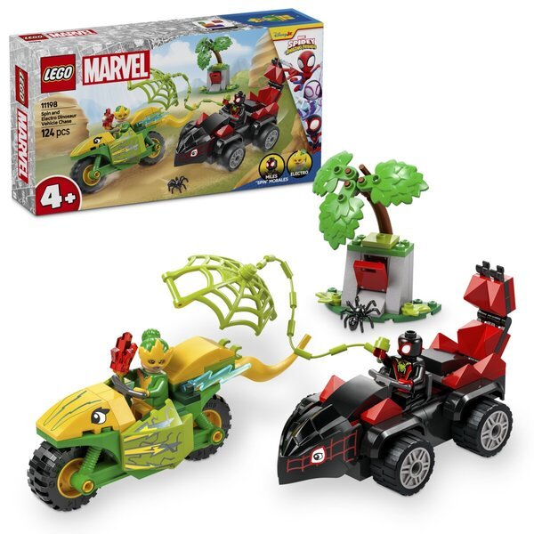LEGO Spidey 11198 Potjera u vrtnji i elektropotjera s vozilima s dinosaurima