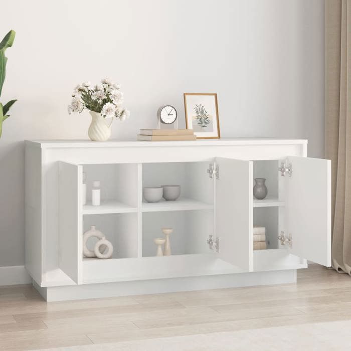 Cassettiera/credenza contemporanea, bianca, 102x35x55 cm, in legno composito LL0000200735