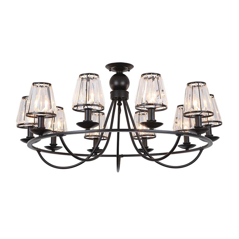 Lámpara de araña LED nórdica negra Art Deco, lámpara de araña colgante para sala de estar, hotel, loft, dormitorio, lámpara de techo de cristal