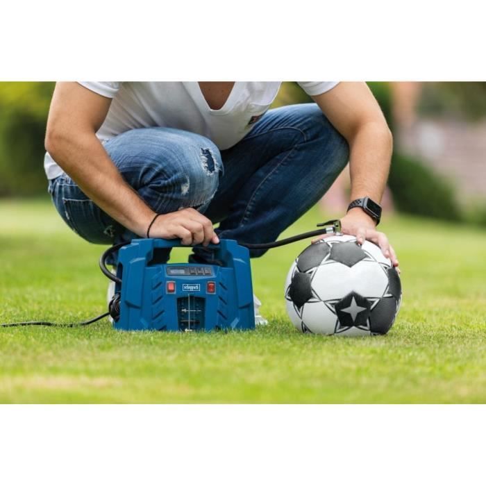 Portable compressor with electronic pressure control - Scheppach AIR FORCE 5 - 1500 W - 8 bar (car/bike/balloon)
