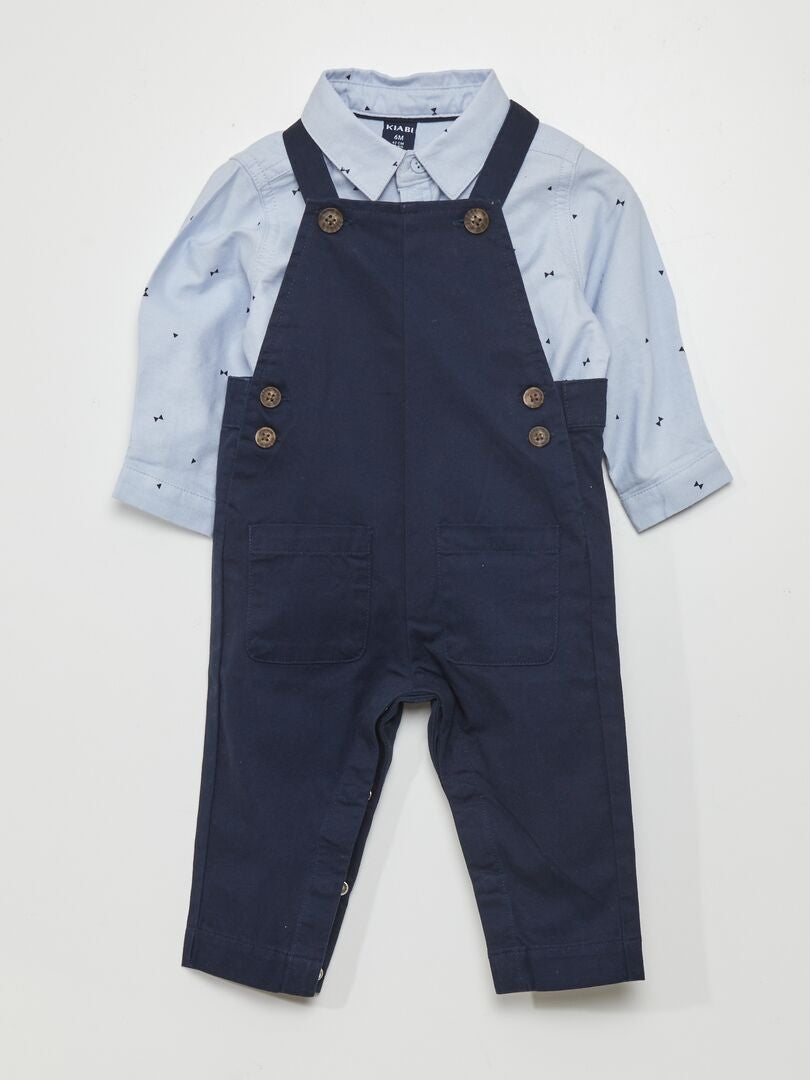 2-delige set bestaande uit een overall en een shirt - BLAUW