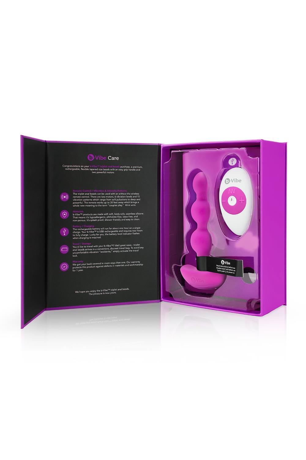 B-Vibe Triplet Anale Kralen Fuchsia