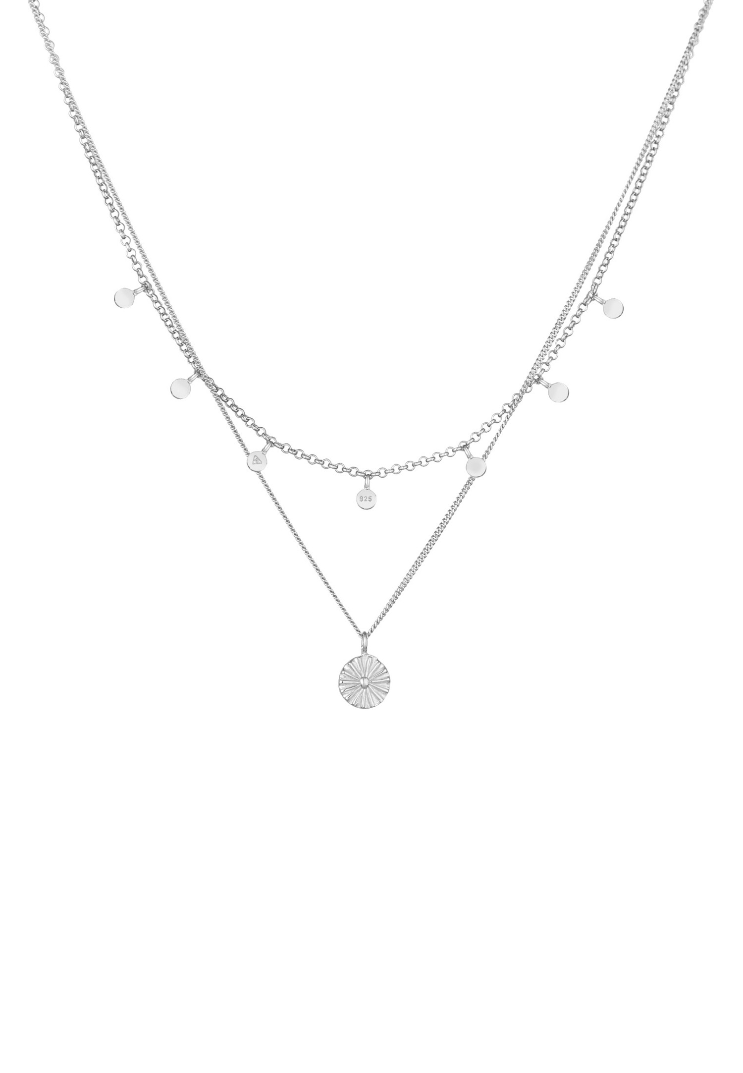 Elli Femmes couches plaquettes pendentif disque soleil en argent sterling 925 plaqué or