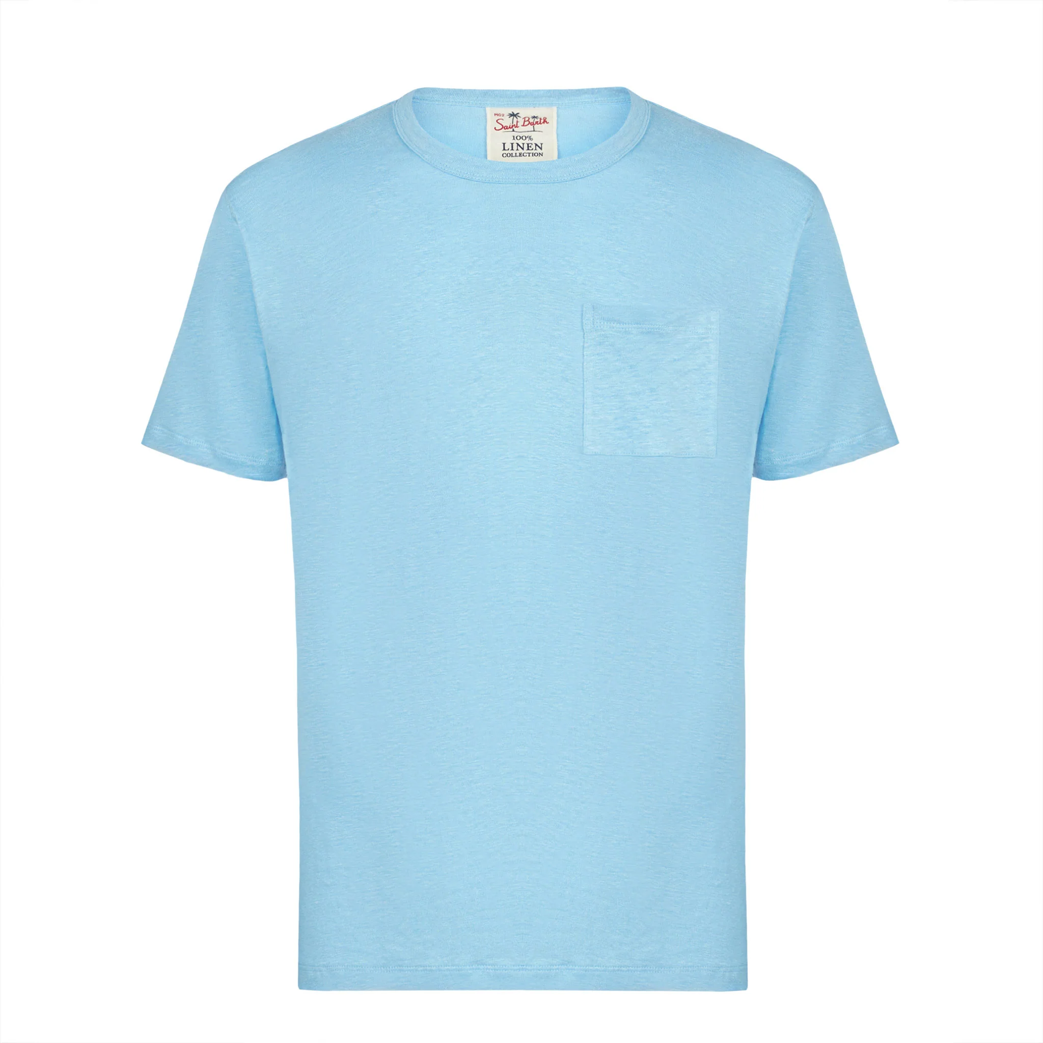 Lichtblauw linnen jersey T-shirt voor heren