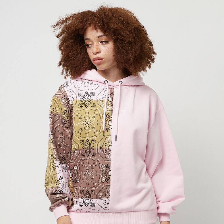 Sudadera con capucha extragrande con estampado paisley y bloque de firma pequeño