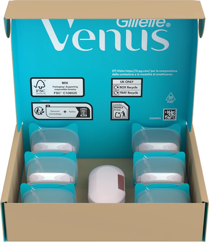 „Gillette Venus PRO Smooth Sensitive“ keičiami peiliukai + apsauginis dangtelis