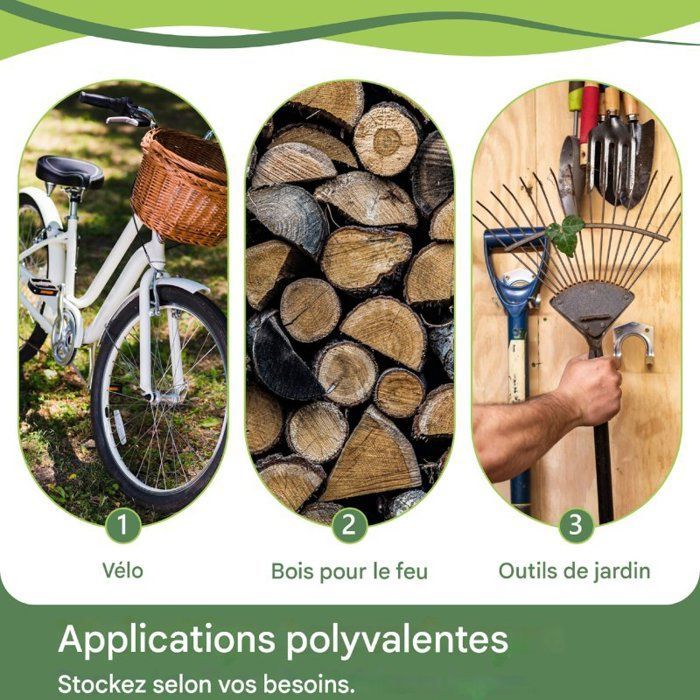 Abri de jardin 190 x 170 x 200 cm, garage à vélos, abri à outils, tente de garage, cabane de jardin, tente de rangement, gris fonc