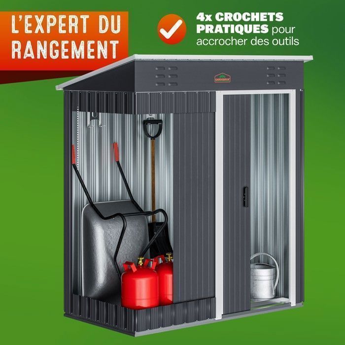 Abri de jardin GARDEBRUK 185x165x90cm anthracite porte coulissante
