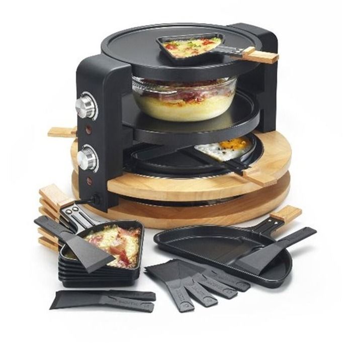 Raclette - KITCHEN CHEF - Redonda para 8 personas - 1500W - Acabado en madera
