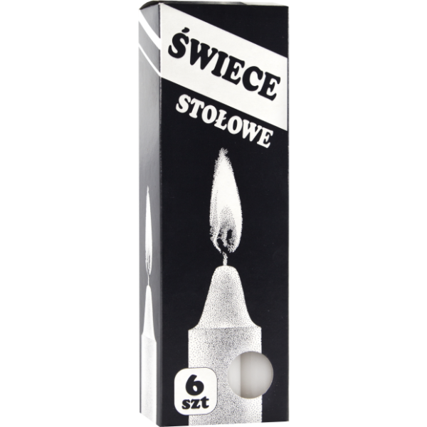 Świeca Stołowa Walec Bispol 6H 19Cm S1-66 Biała 6Szt.
