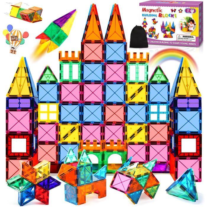 Constructions Magnétiques - ZIG-ZAG TERRITOIRES - Modèle Parent - 54 Pièces - 3 Ans - Couleurs Vives
