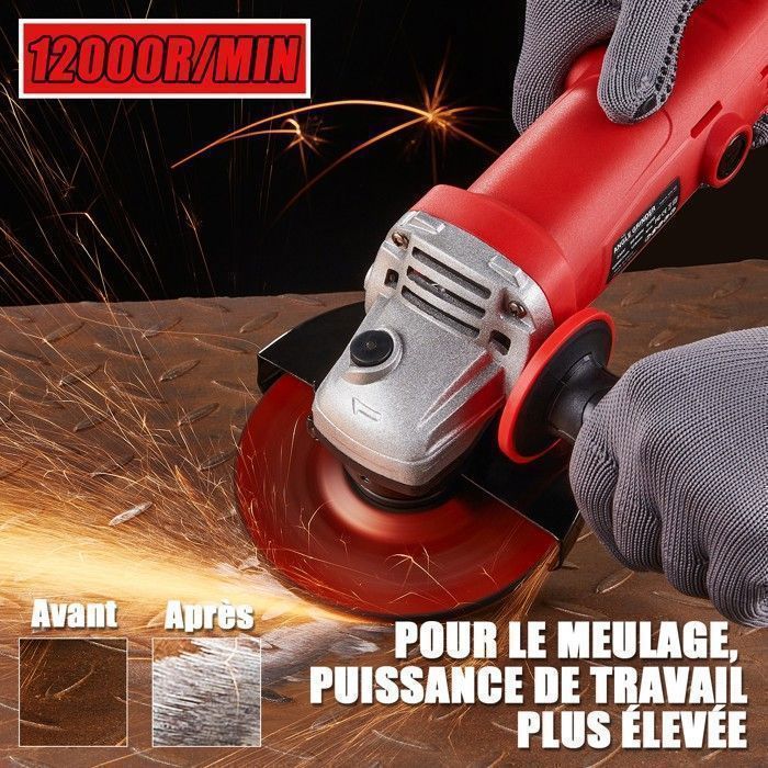 Angle grinder - TEENO - 1000W - 125 mm - 12000 rpm - 4 discs