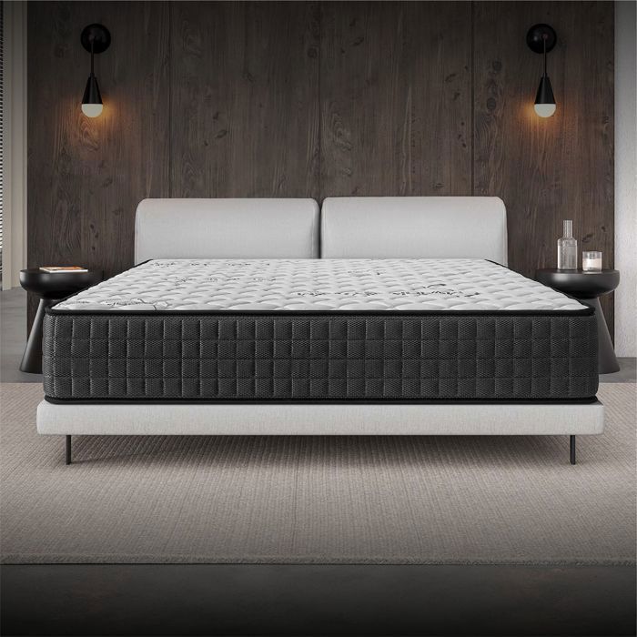 Colchón GAMMA 160x200 cm - 30 cm de grosor - Firme - 7 zonas de confort con espuma viscoelástica adaptativa - HR 35 kg - Látex azul - Lado verano/invierno