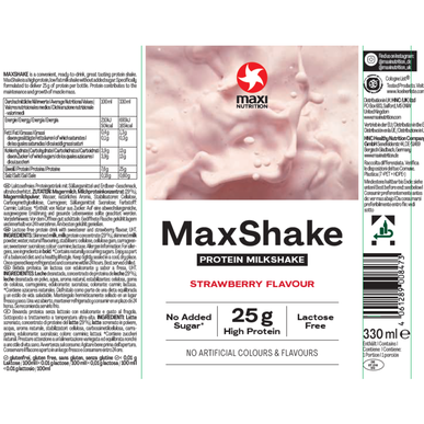 Maxi Nutrition Jahodový proteinový mléčný koktejl MaxShake 330 ml 330 ml