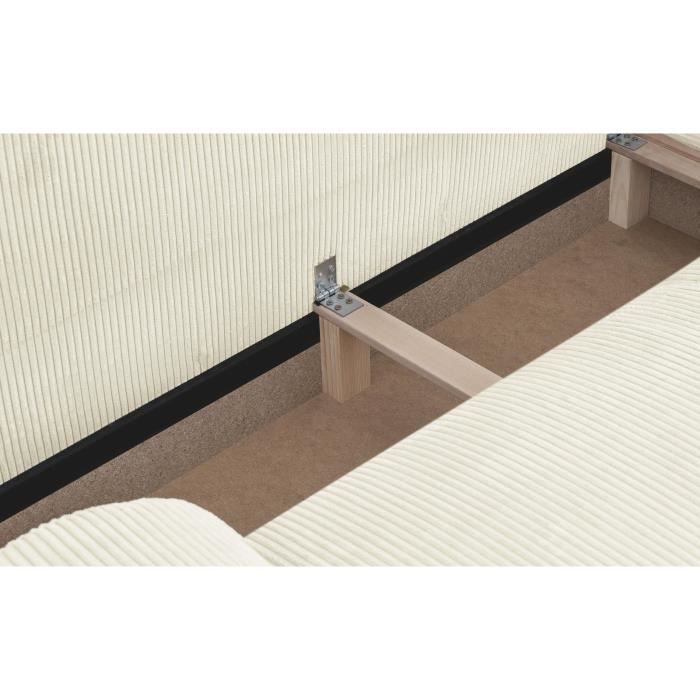 Canapé d'angle droit convertible 4/5 places MILO - Velours côtelés beige - Coffre de rangement - L 264 x H 84 x P 99/145 cm