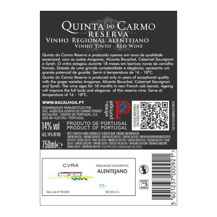 Quinta do Carmo Reserva Tinto 0,75L