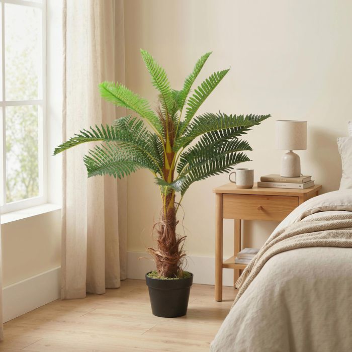 Artificial palm tree - HOMCOM - tropical indoor decoration - 21 leaves - plastic and PEVA - 100 cm - green