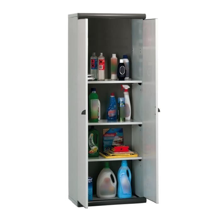 Coimbra 2 Gardiun Resin Tall Garden Cabinet, 62.5x39x169 cm, Grey, 2 Doors, 3 Shelves