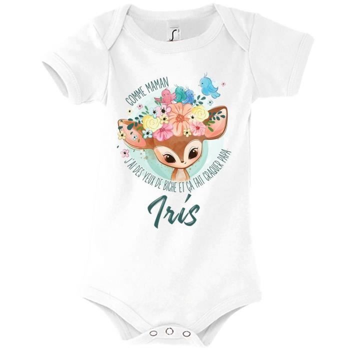 Body bébé - IRIS - Iris - Prénom fille - Coton - 3-6 mois