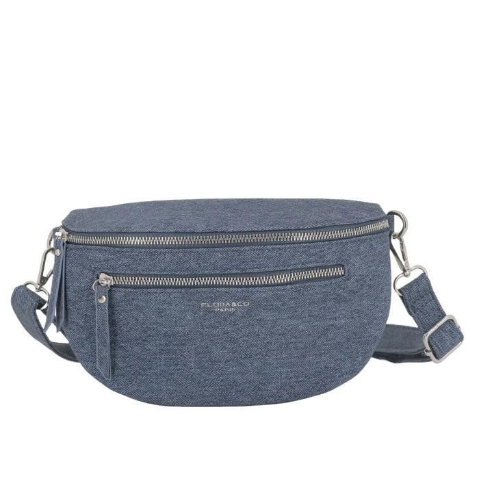 Damen-Schultertasche aus Denim - Flora Co Paris - Blau - Synthetikmaterial